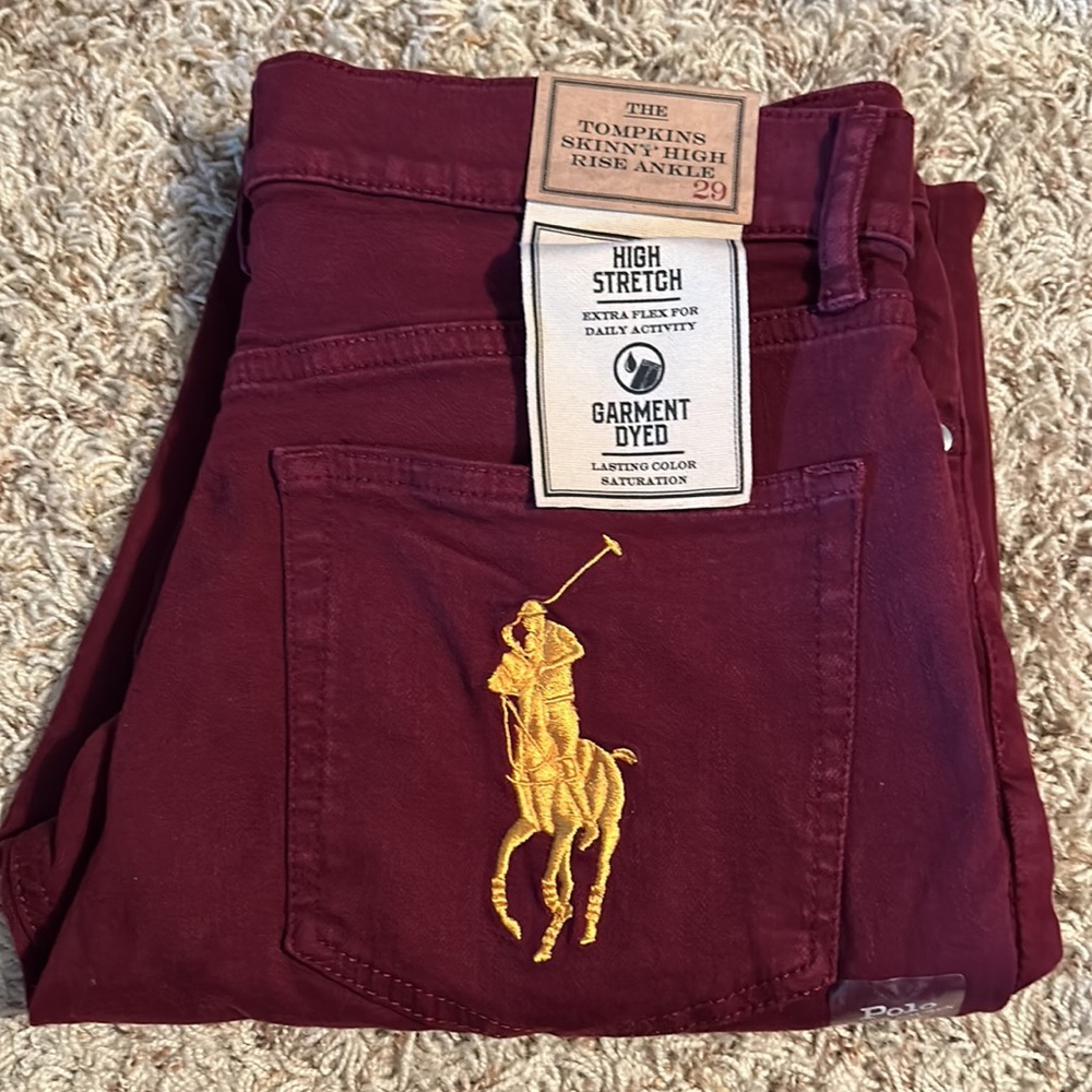 Polo Ralph Lauren - The Tompkins Skinny High Rise Ankle - Wine - Size 29